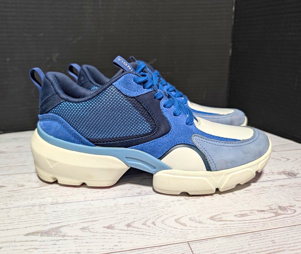 Vionic Aris Women's Size 7.5 Blue Suede Leather Orthotic Walking Shoes Sneakers